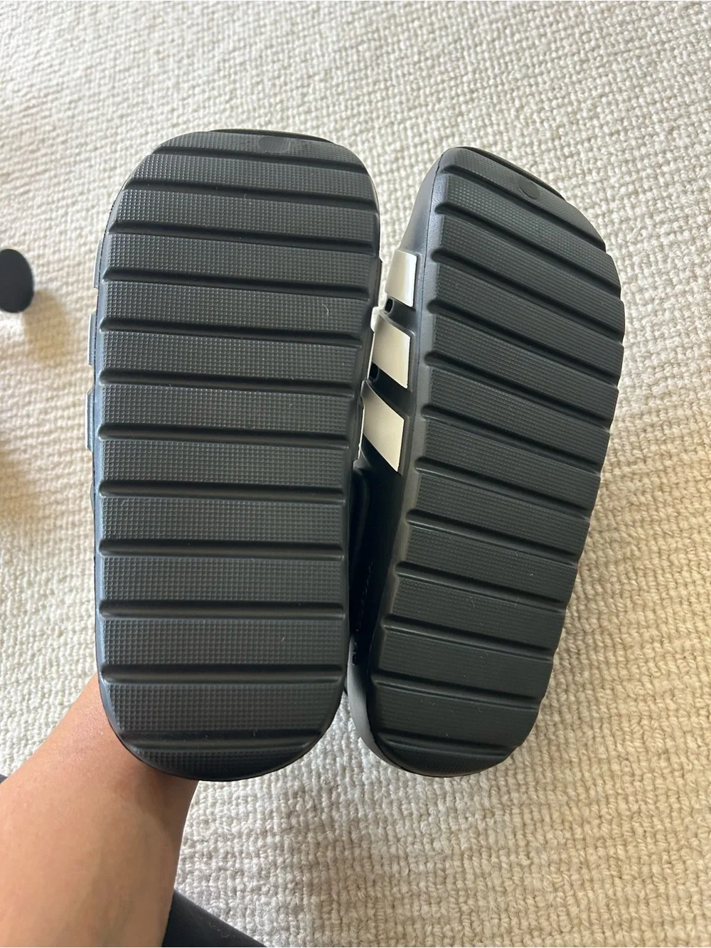 adidas young Kids Black Water Clogs with White Stripes